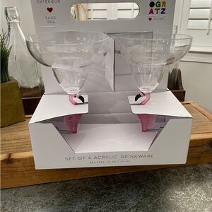 NOVOGRATZ PRETTY PINK FLAMINGO STEMWARE SET OF 4